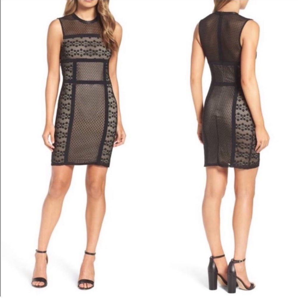 Ali & Jay Los Angeles Hola Mamacita Black Lace Nude Lining Sleeveless Mini Dress